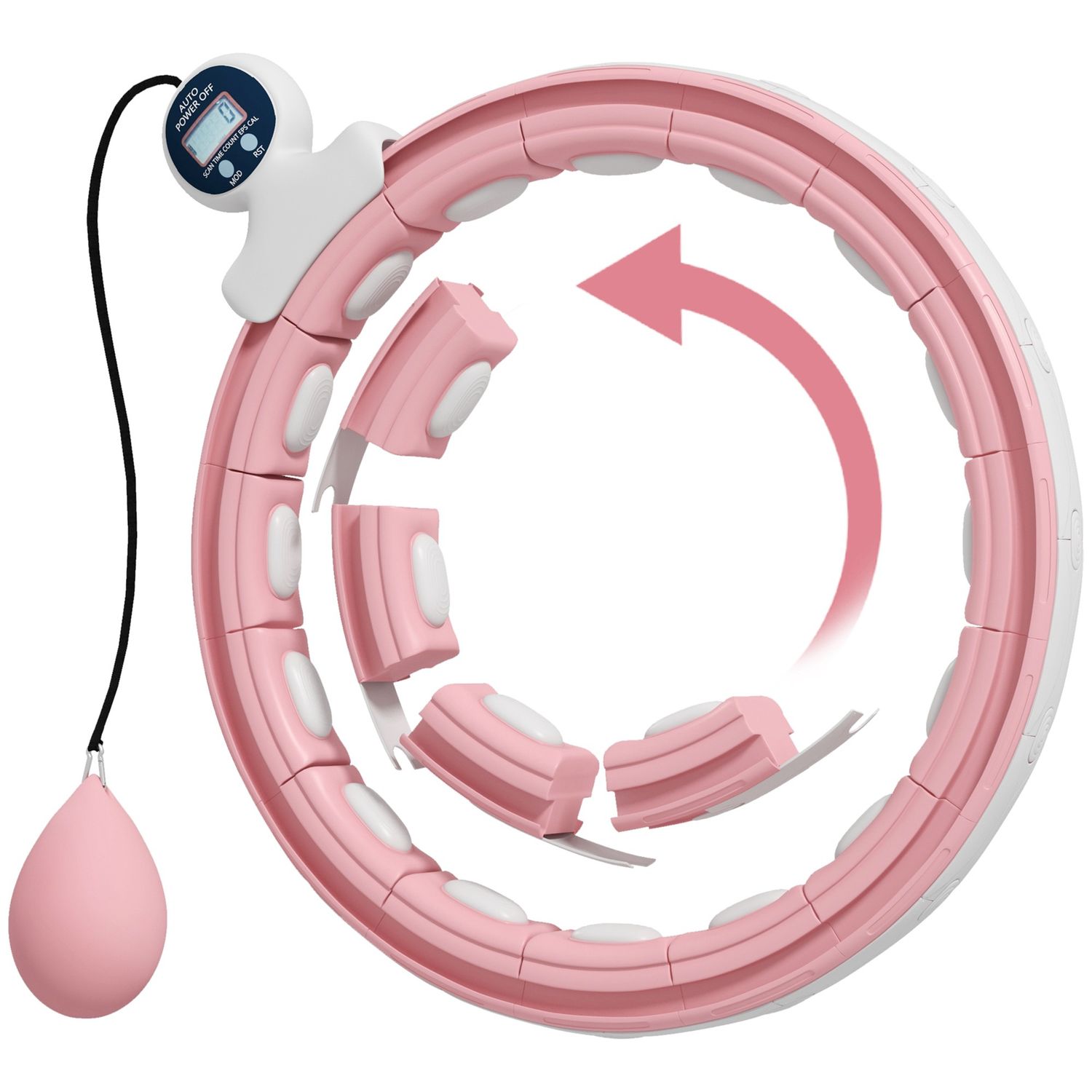 SPORTNOW Smart Weighted Hula Hoop with 16 Detachable Knots and Digital Counter