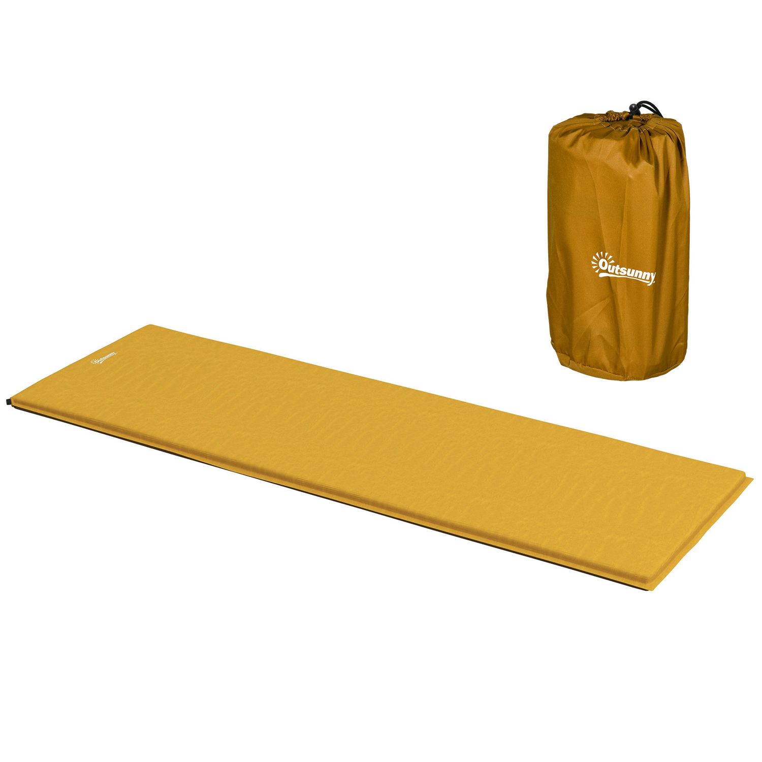 Outsunny Self-Inflating Single Sleeping Pad Air Bed with Carry Bag - Khaki