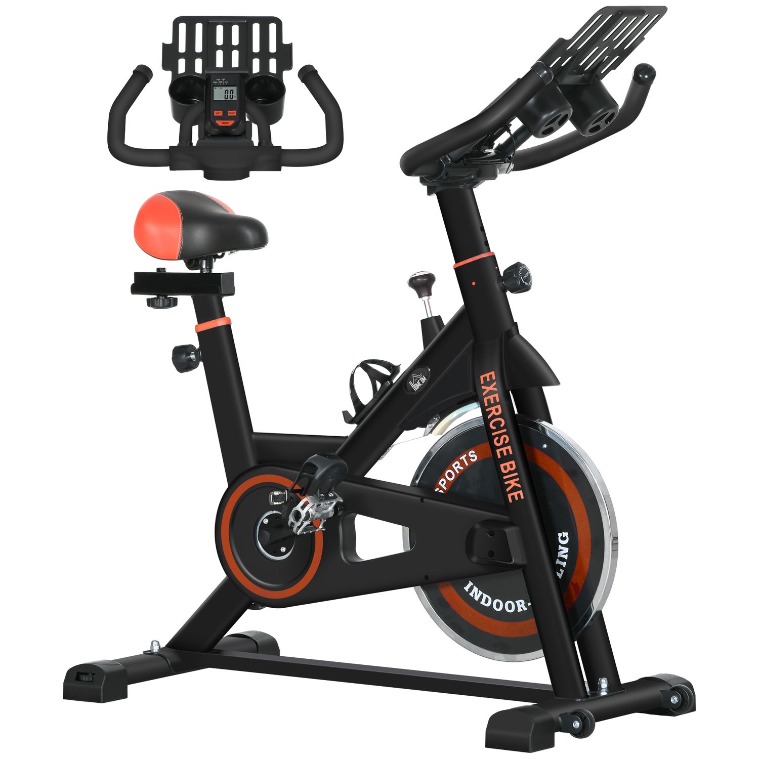HOMCOM 8Kg Flywheel Exercise Bike with Adjustable Height, Resistance - Black
