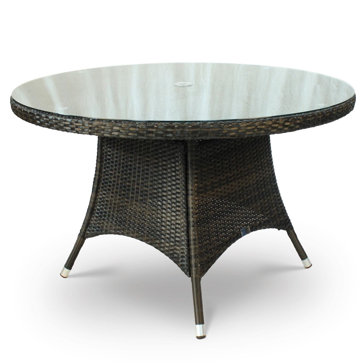 Brackenstyle Ascot Rattan Round Dining Table - 110cm Diameter Glass Topped with