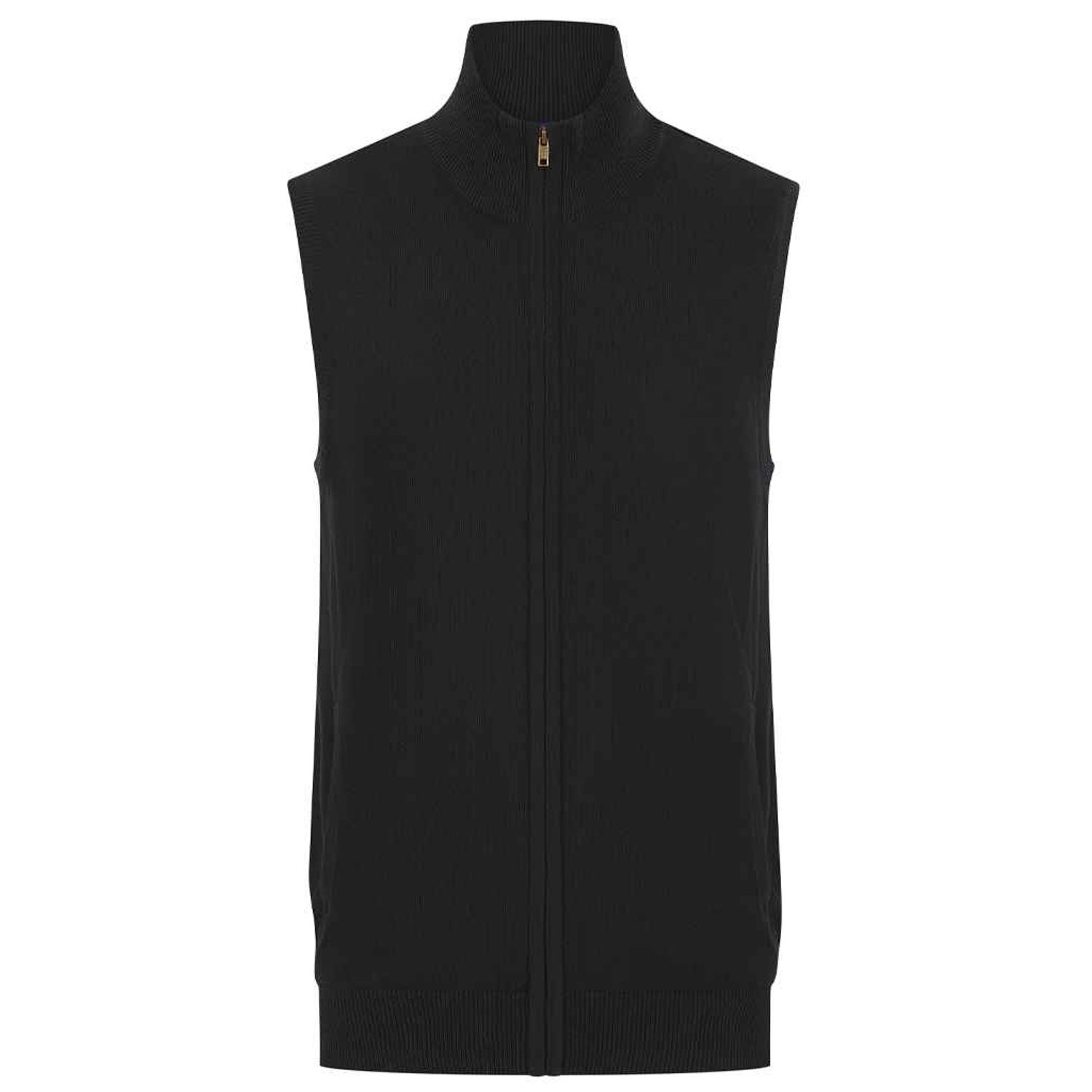 Henbury Sleeveless Zip Through Black Jumper - Size Small