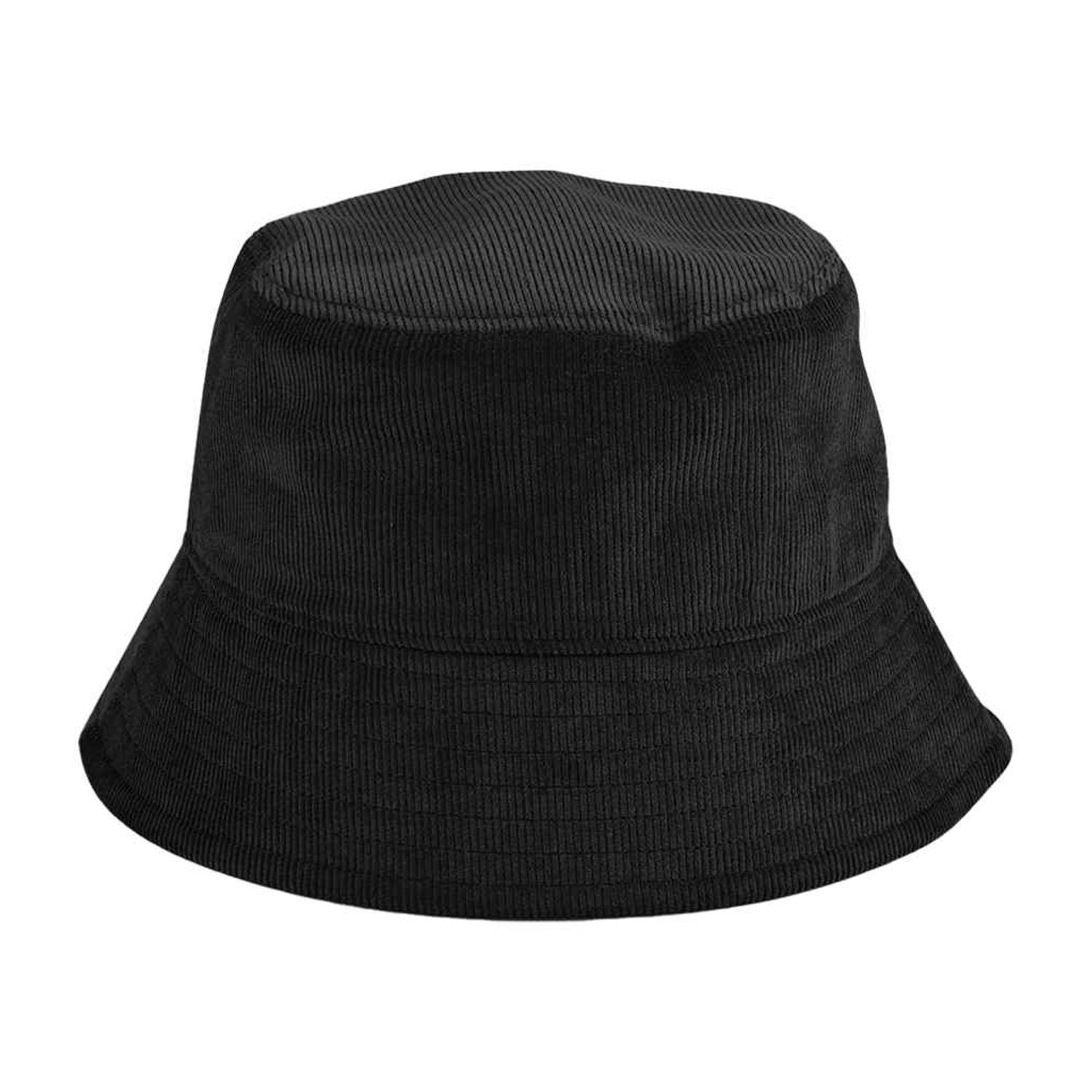 Beechfield EarthAware Organic Cord Black Bucket Hat - Size Small/Medium