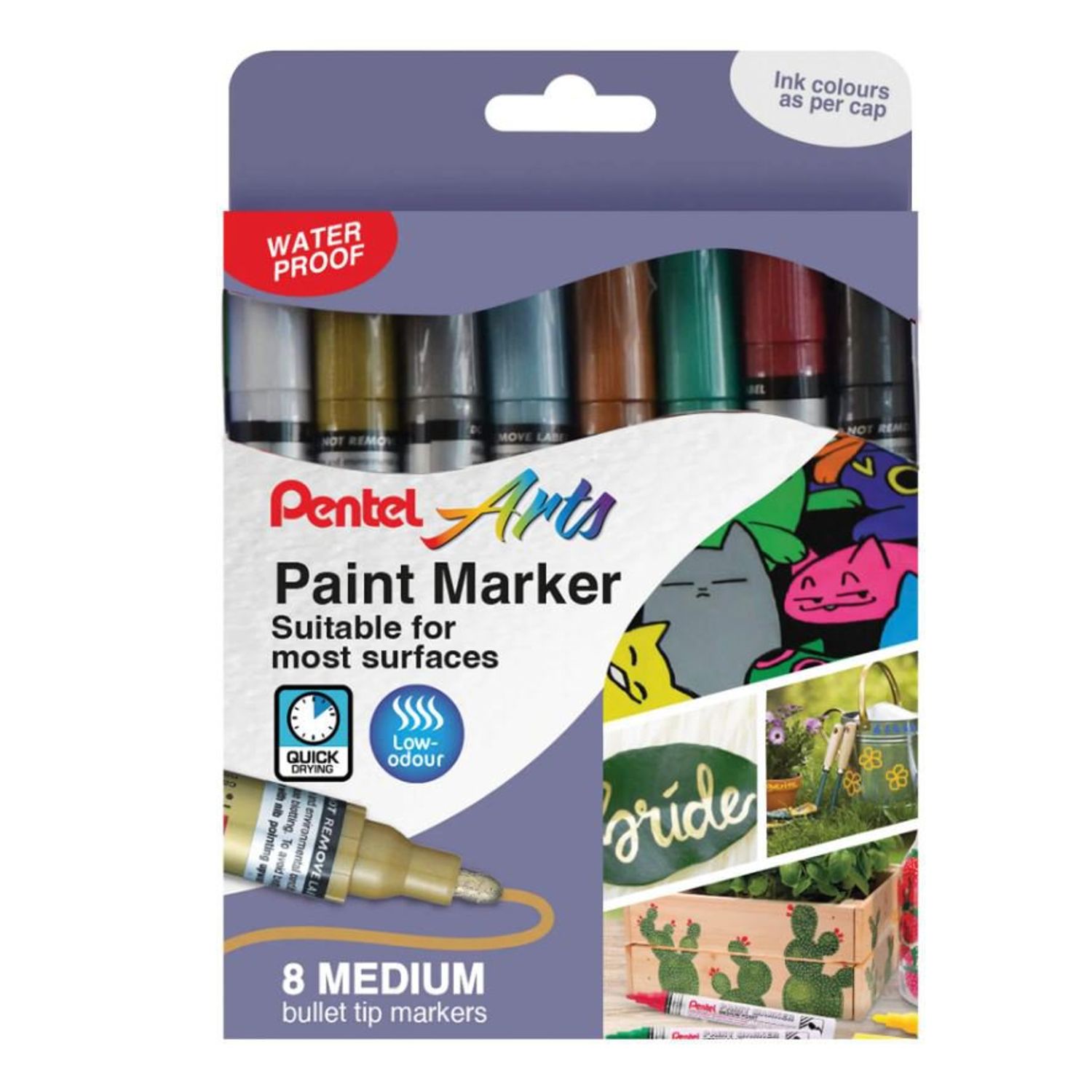 Pentel Paint Marker Medium Bullet Tip Assorted Classic Colours (Pack of 8)
