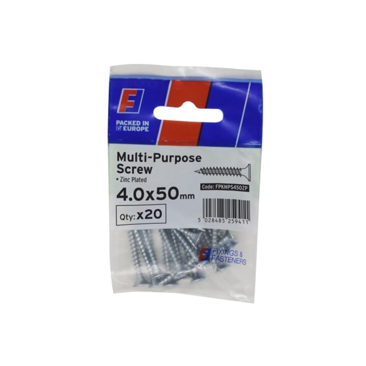 Forgefix Multi-Purpose Pozi Screw Csk ST Zp 4.0 x 50mm Forge (Pack of 10)