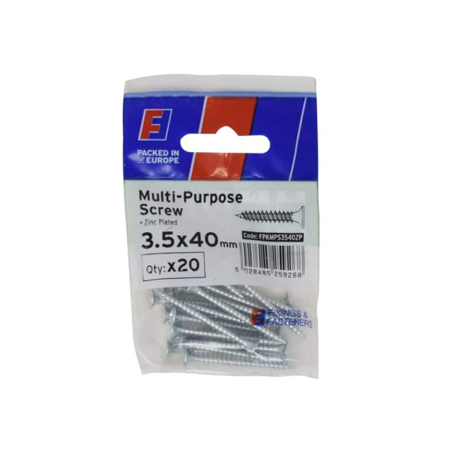 Forgefix Multi-Purpose Pozi Screw Csk ST Zp 3.5 x 40mm Forge (Pack of 20)