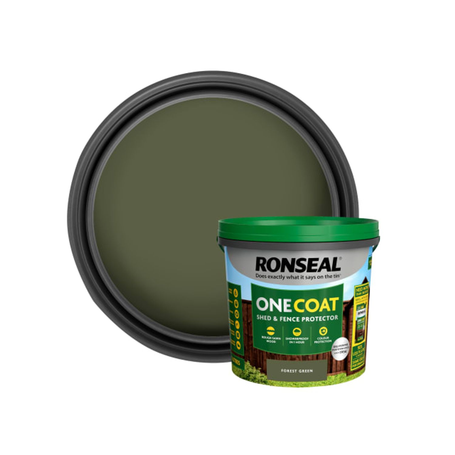 Ronseal One Coat Shed & Fence Protection Forest Green - 5L