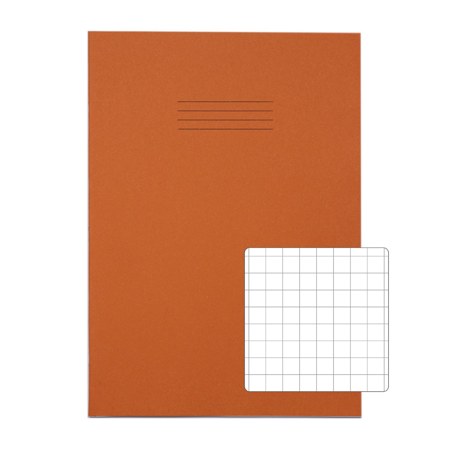 Rhino A4+ (13 x 9 in) Oversized Exercise Book 80 Page 10mm Squared - Orange (Pac