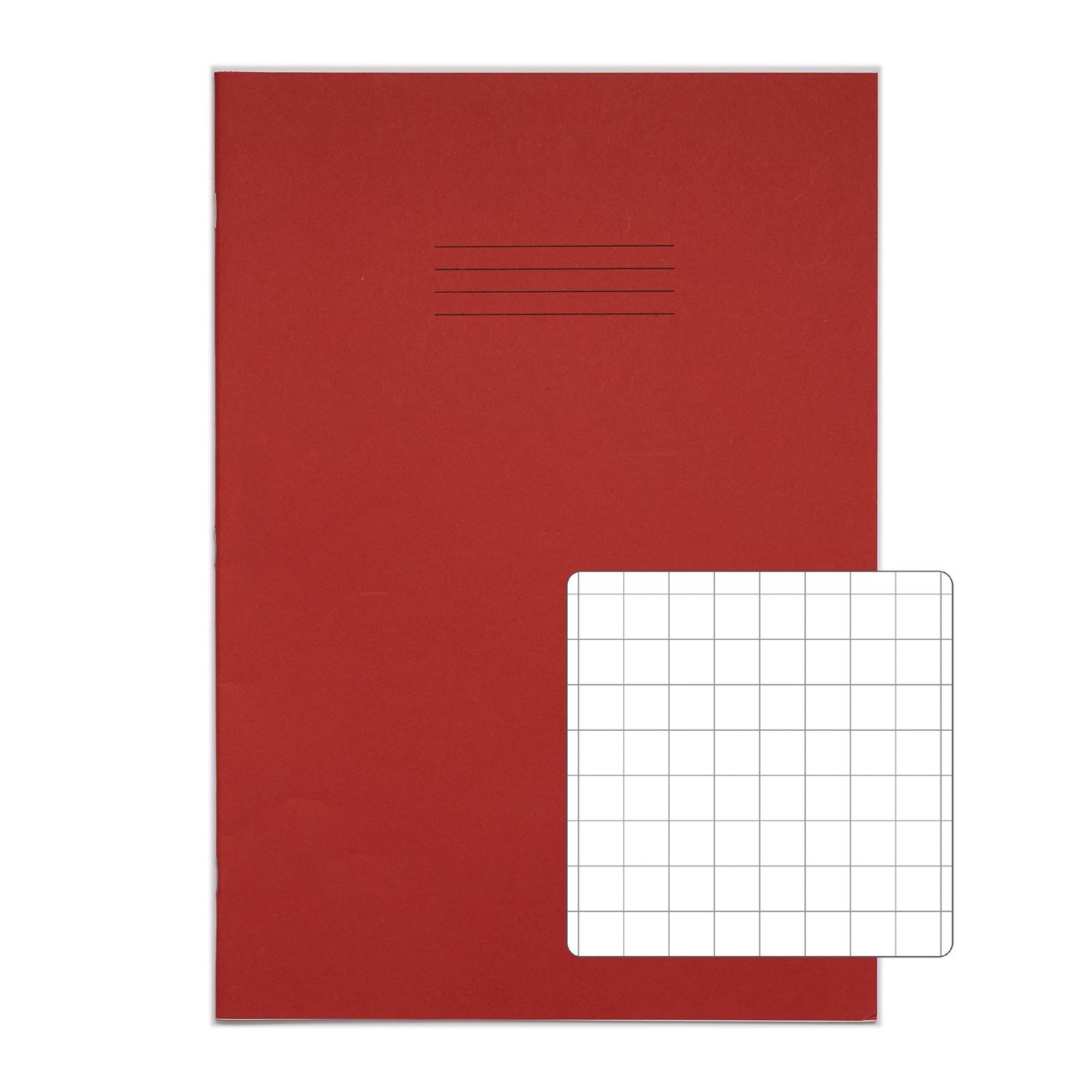 Rhino A4+ (13 x 9 in) Oversized Exercise Book 80 Page 10mm Squared - Red (Pack o
