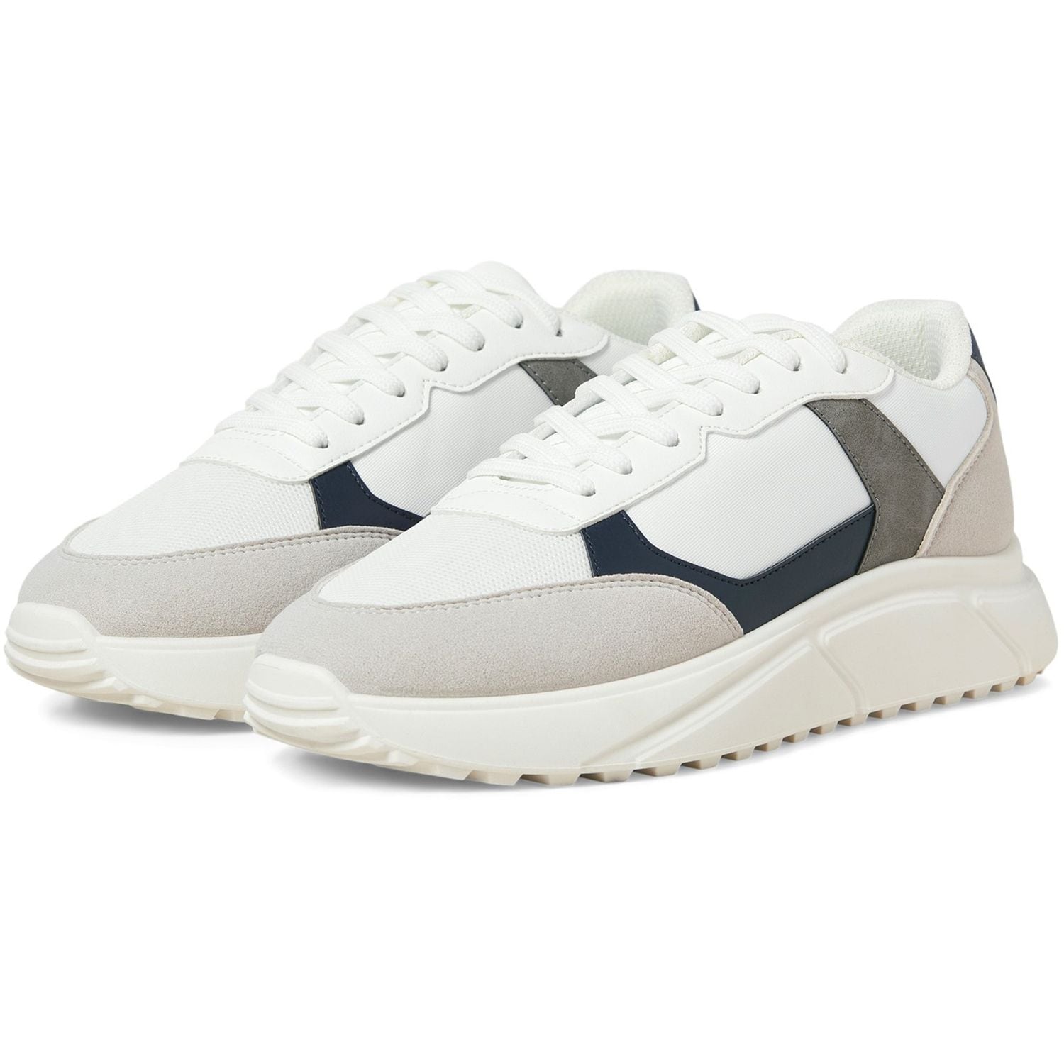 Jack & Jones Aspire Runner Trainer White Castlerock/Navy Blazer Size 8 Male