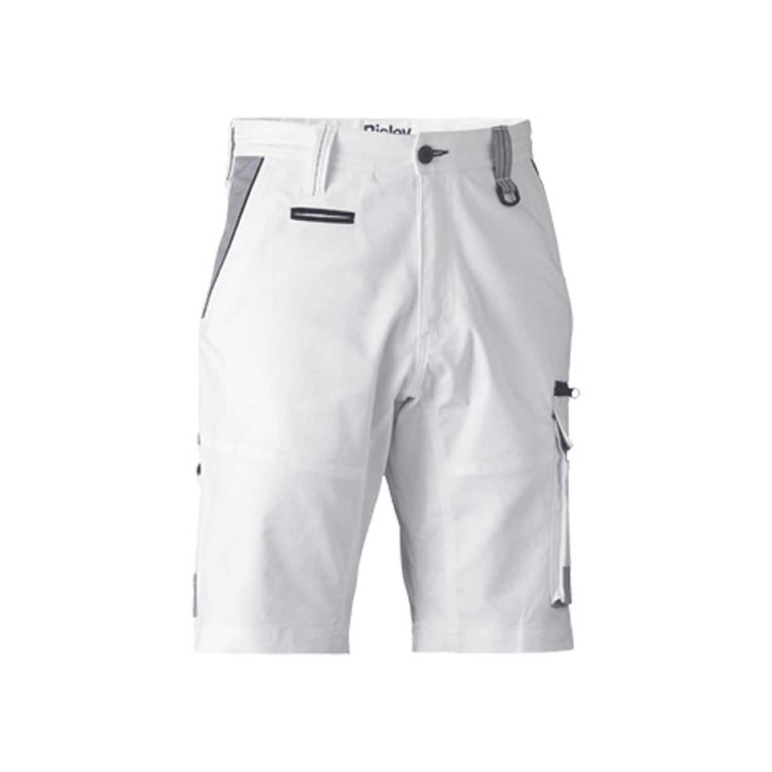Bisley Workwear Shorts Cargo Cotton Contrast Painters 280GSM White Regular Size