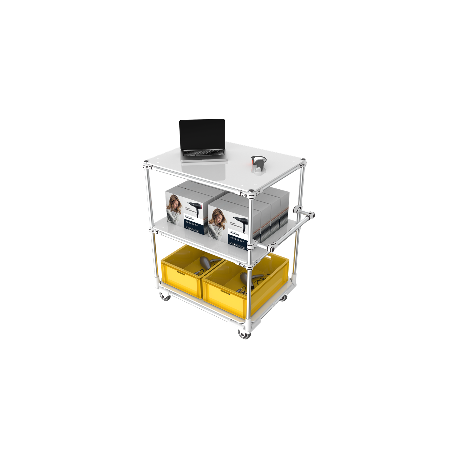 Trilogiq UK 3 - Level Warehouse Trolley with Horizontal Hand Bar