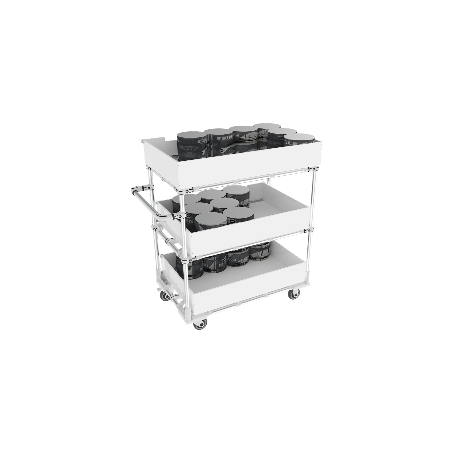 Trilogiq UK 3 - Level Compartment Cart with Horizontal Hand Bar
