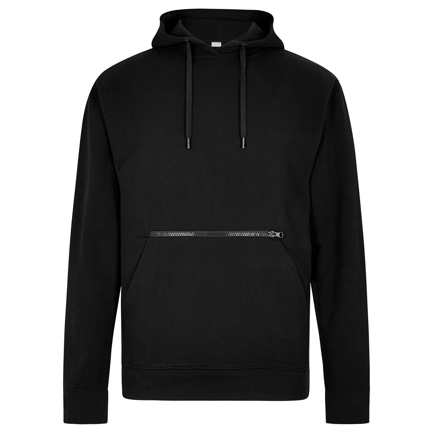 Kustom Kit Regular Fit Piqu Hoodie with Zipped Pocket Male Black M