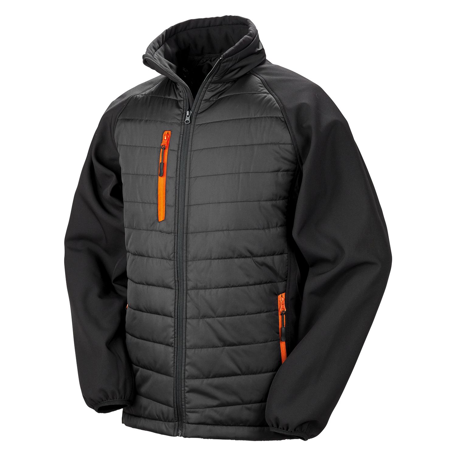 Result Compass Padded Softshell Jacket Unisex Black/Orange4XL