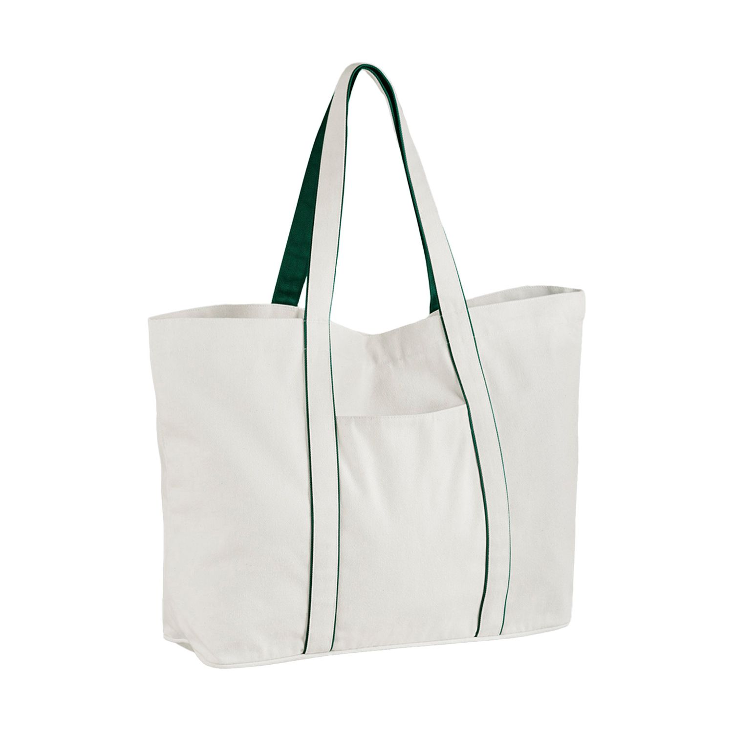 Westford Mill Courtside Large Tote Unisex Soft White/Bottle Green One Size