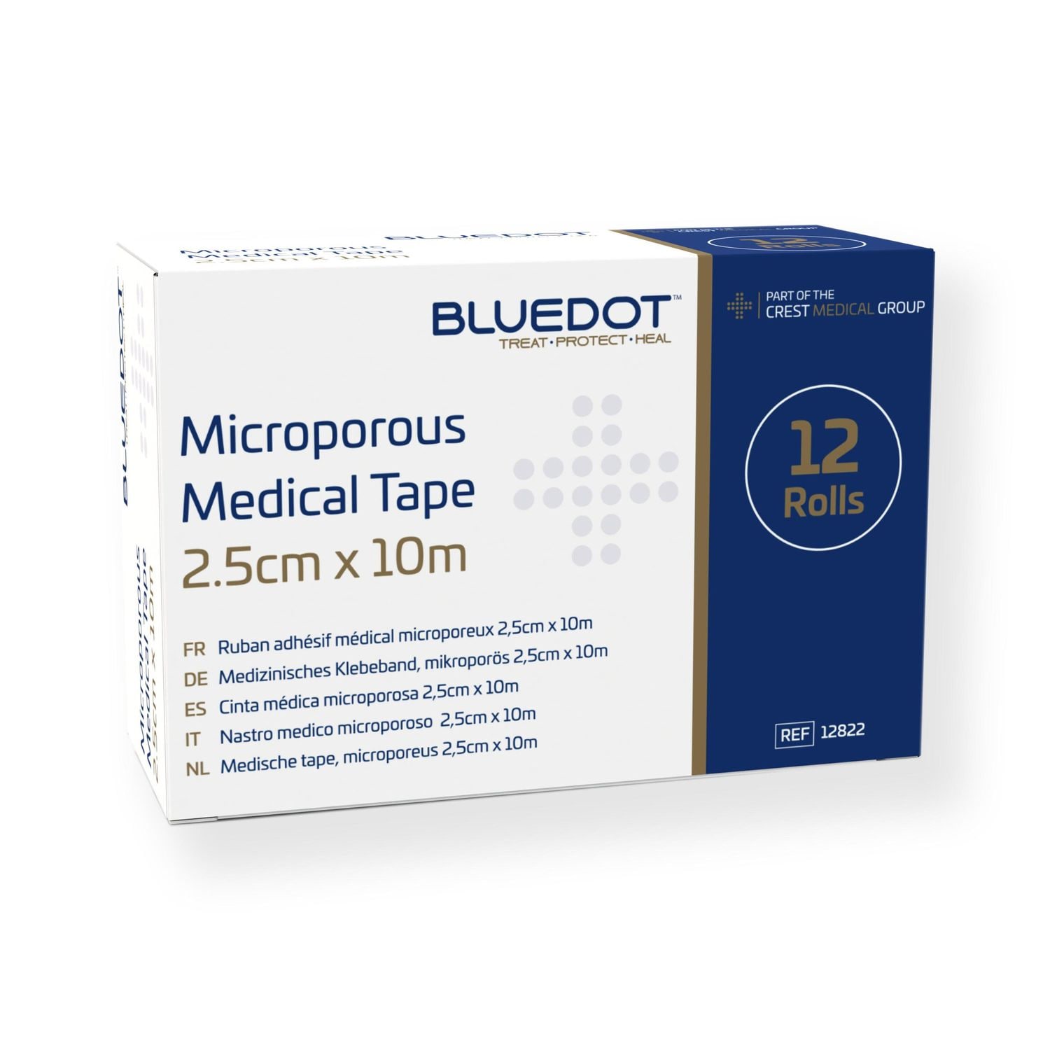 Blue Dot Microporous Tape 2.5cm x 10m (Box of 12)