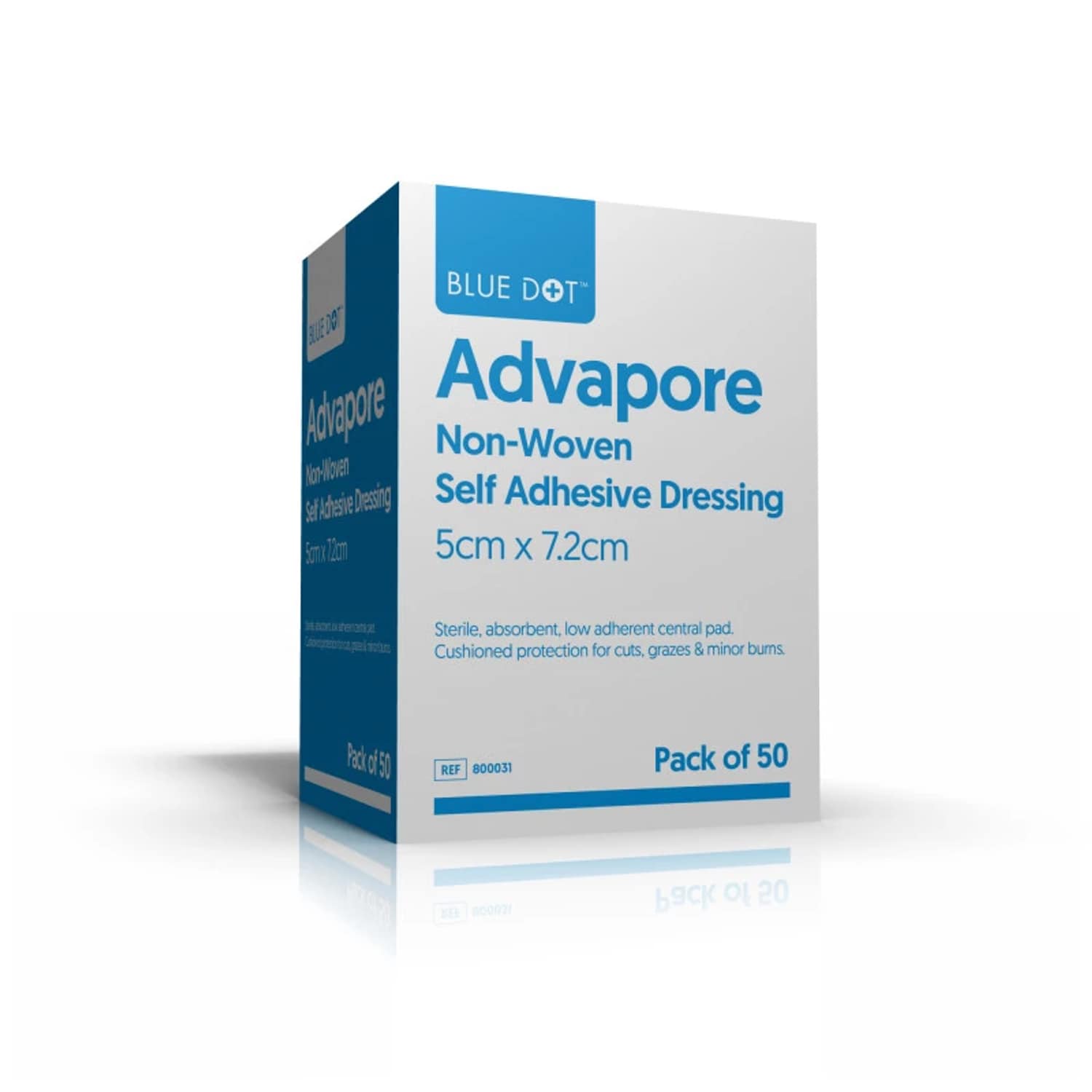 Advapore Fabric Non-Woven Adhesive Wound Dressing 5cm x 7.2cm (Box of 50)