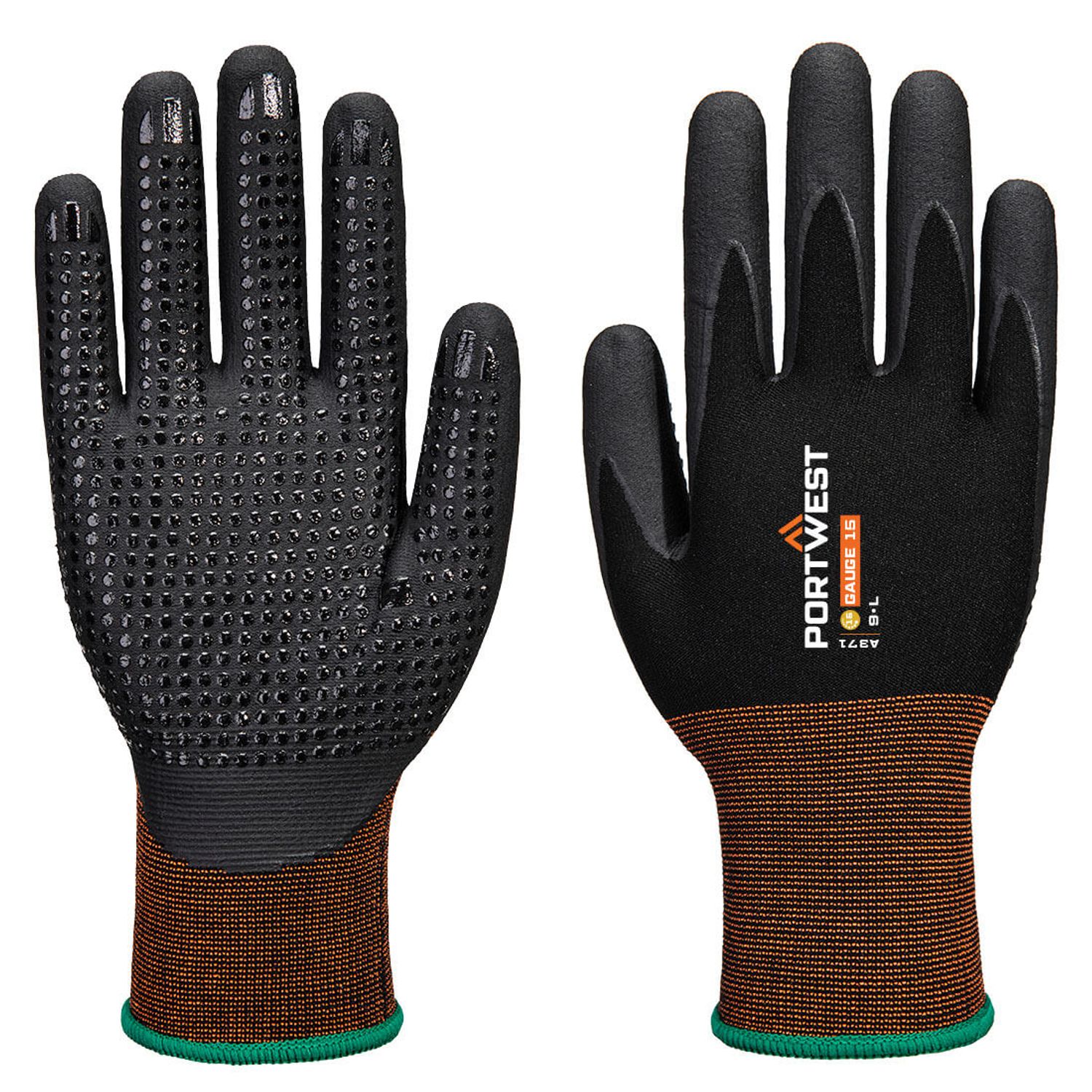 Portwest GP Grip 15 Nitrile Micro Foam Dotted Black Size  2XL Regular