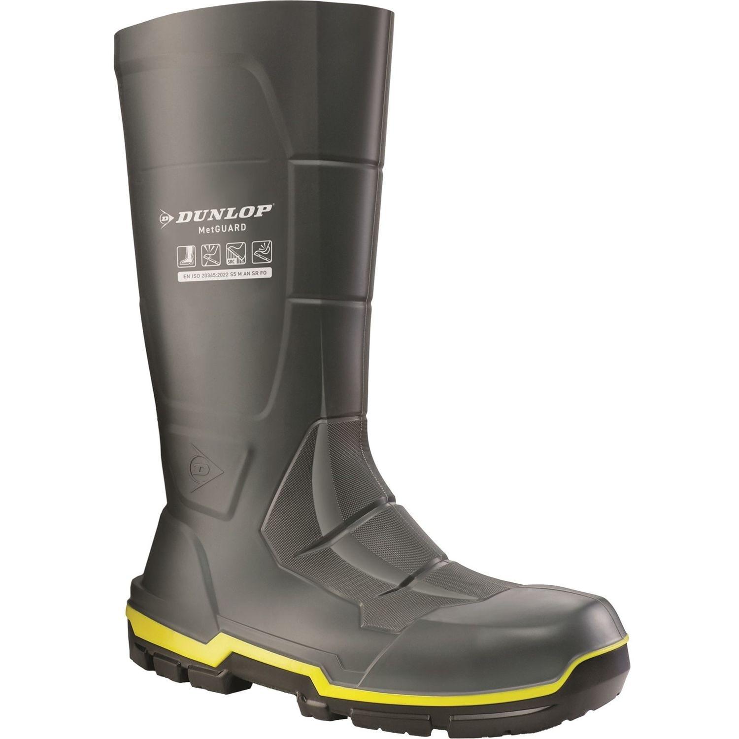 Dunlop MetGUARD Full Safety Dark Grey Wellington Boots for Male -  Size 38
