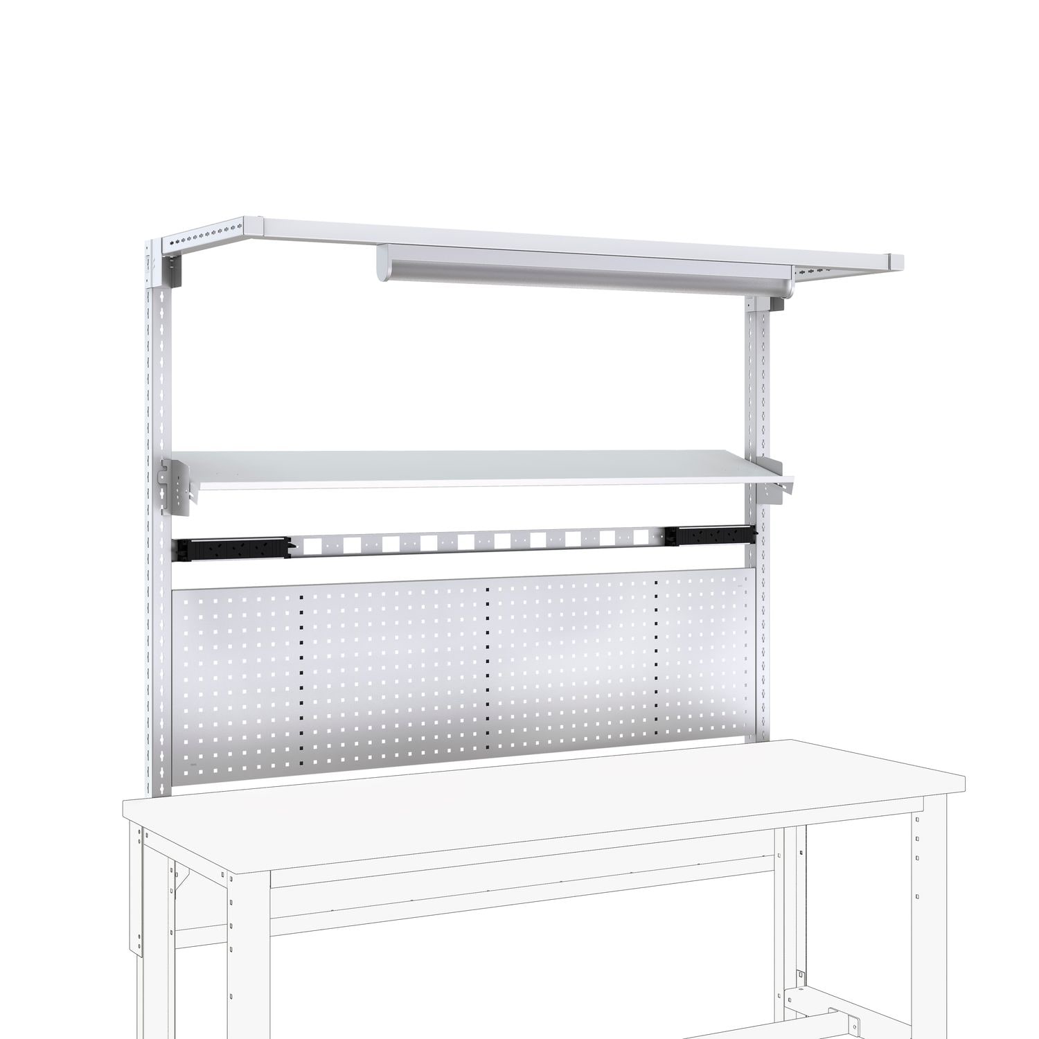 Bott Cubio Bench Rear Frame Kit Storage 20-02 WxDxH 1966x710x1720mm Light Grey