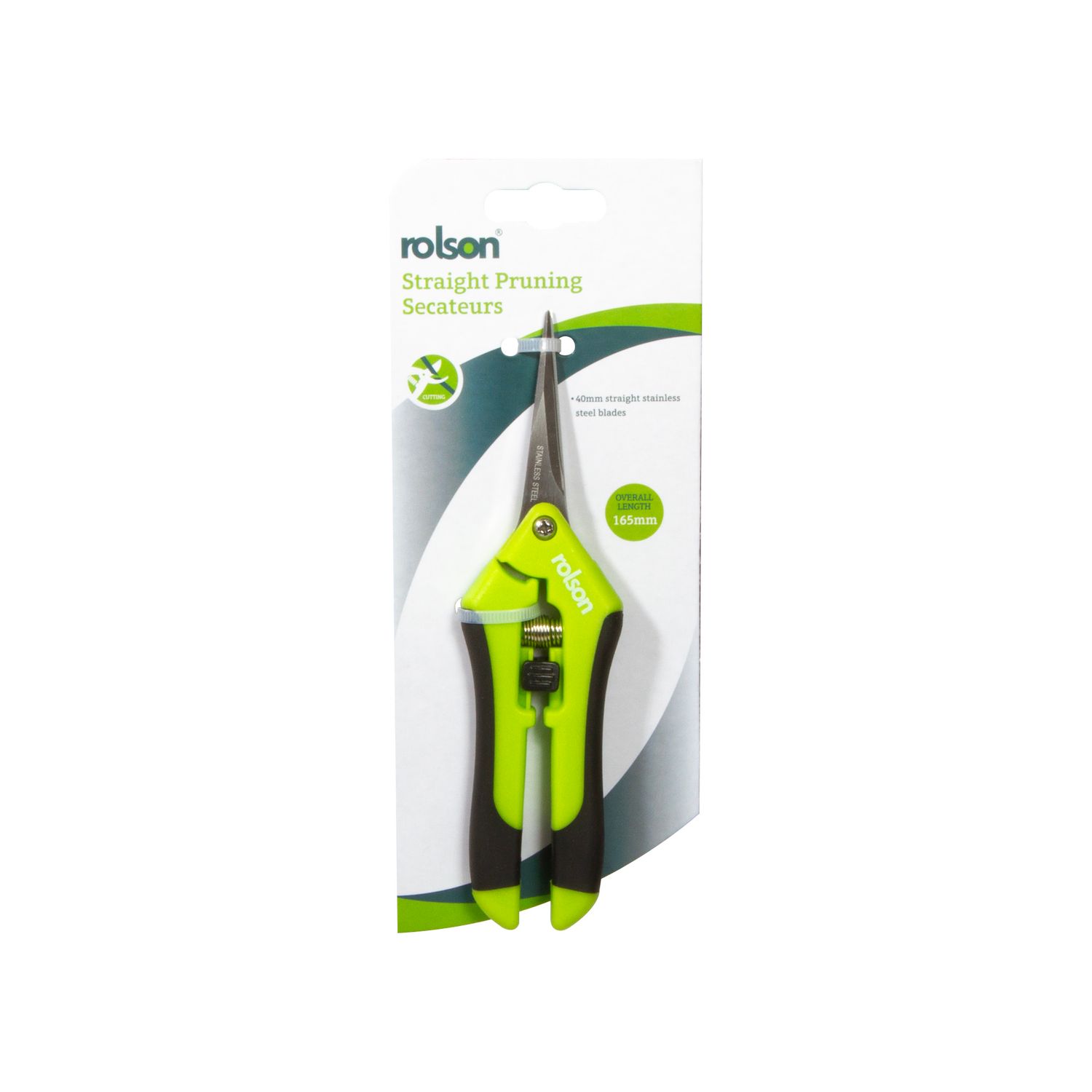 Rolson Stainless Steel Straight Pruning Secateurs