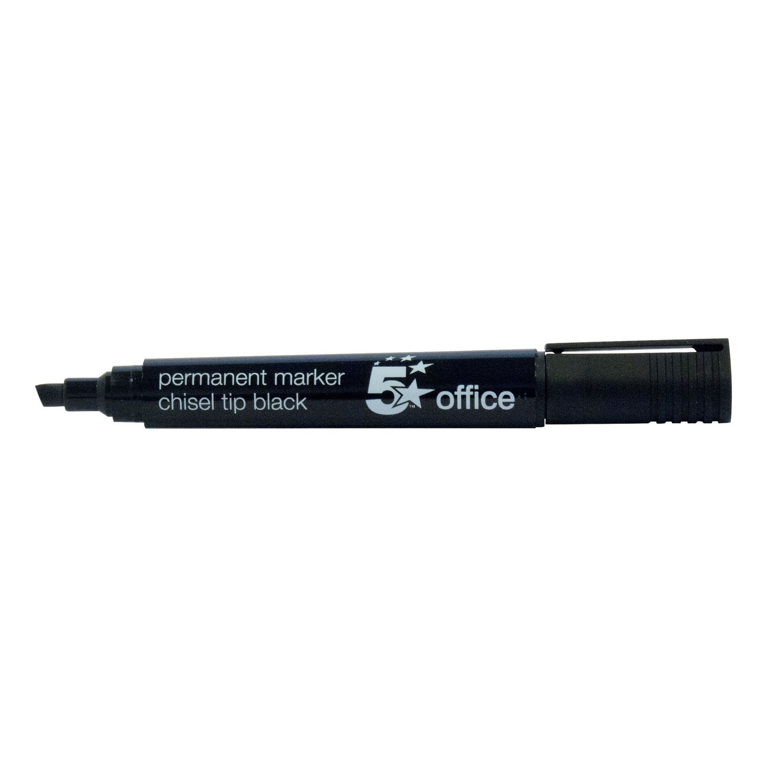 5 Star Permanent Marker Xylene/Toluene-free Smear Proof Chisel Tip Black (Pack o