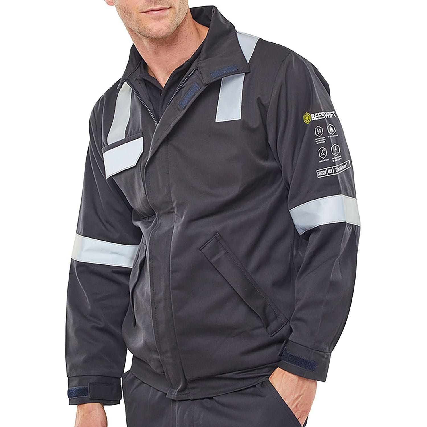 Beeswift ARC Woven Jacket Fire Retardant Anti-static Navy Blue L - CARC920NL