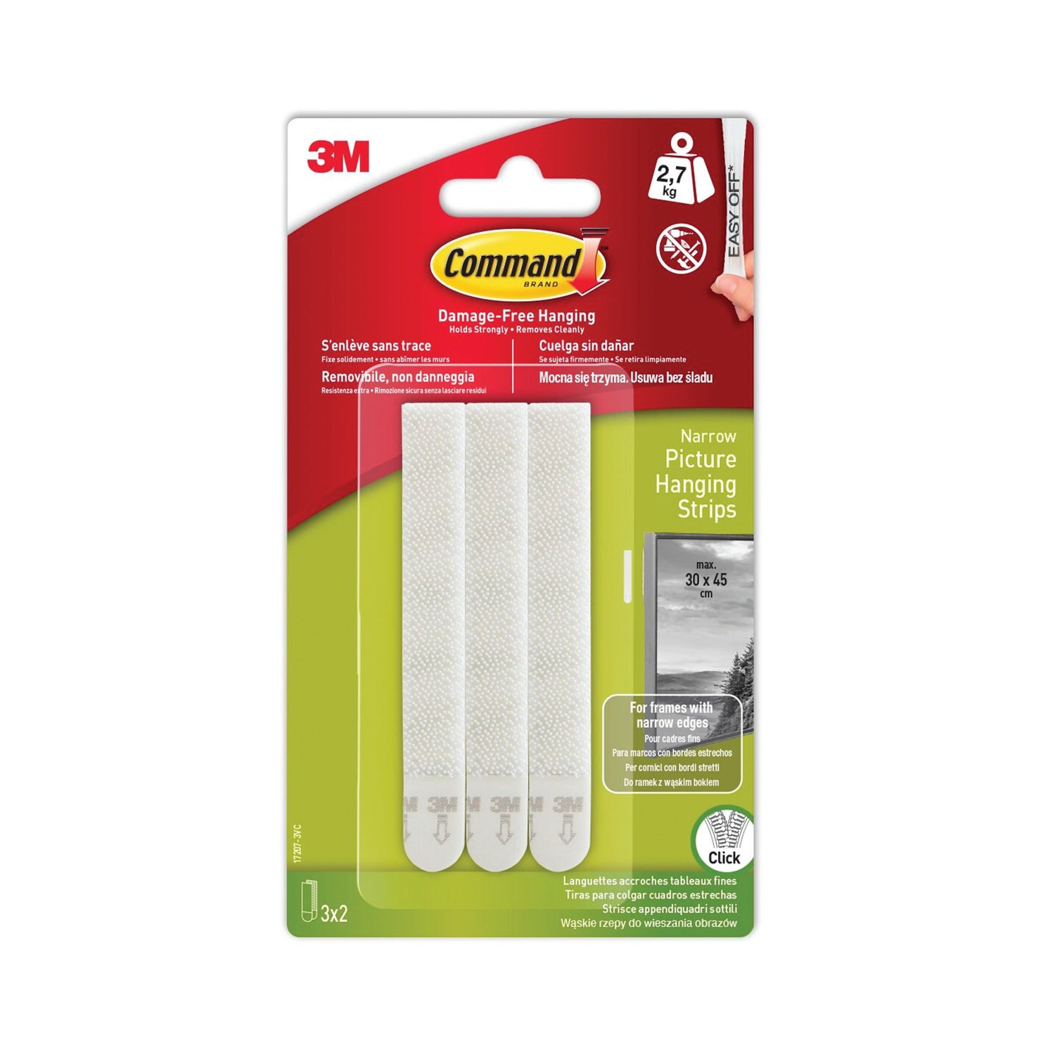 Command Narrow Picture Hanging Strips (Pack of 3) - 7100206626