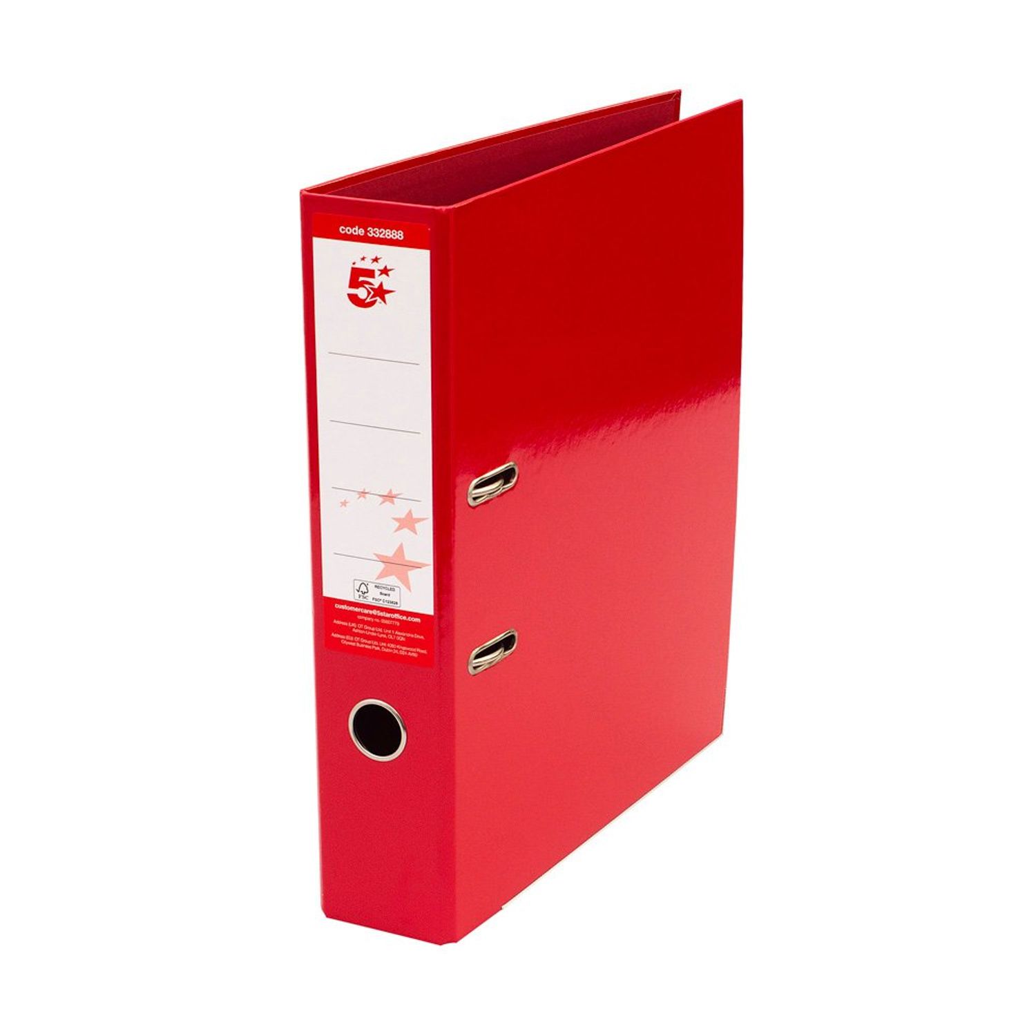 5 Star Lever Arch File Foolscap Red (Pack of 10)