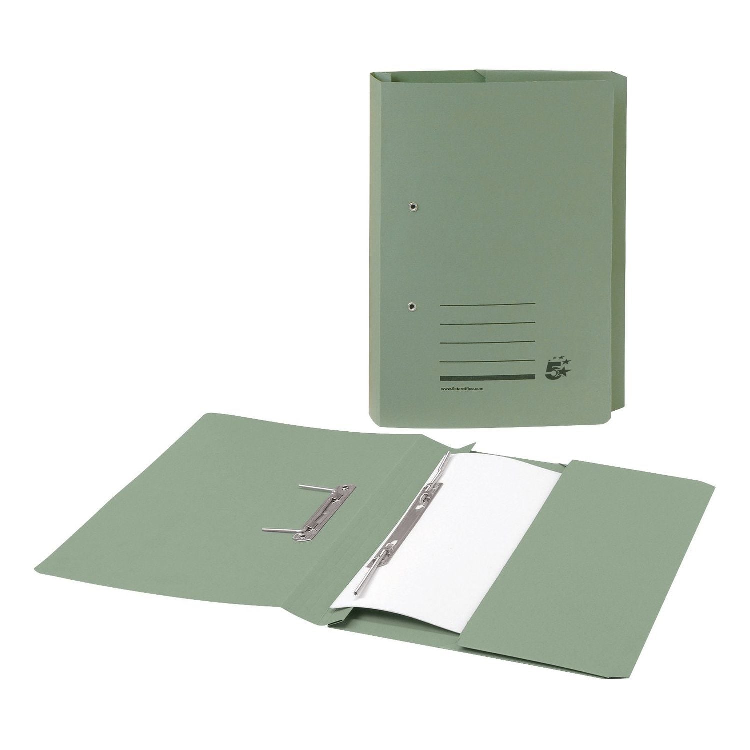 5 Star Transfer Spring Pocket File Recycled Medium Weight 285gsm Foolscap Green