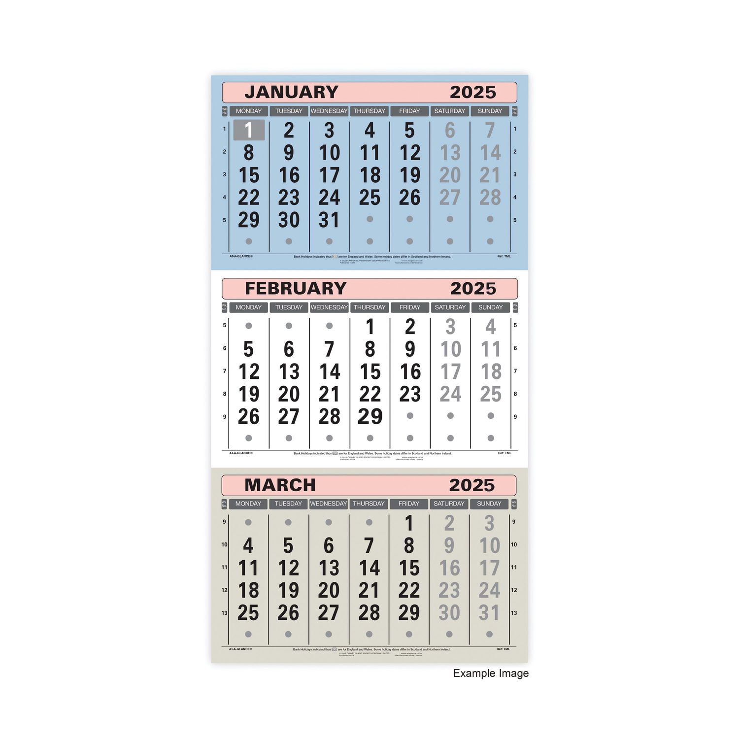 At-A-Glance 3 Monthly Calendar 2025 - TML25
