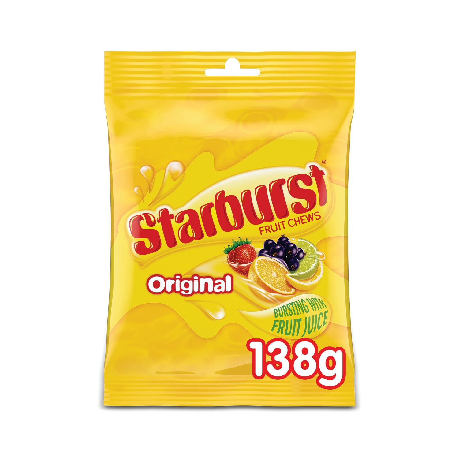 Starburst Chewy Sweets Fruit Flavour Pouch Bag 138g (Pack of 12) - 124830