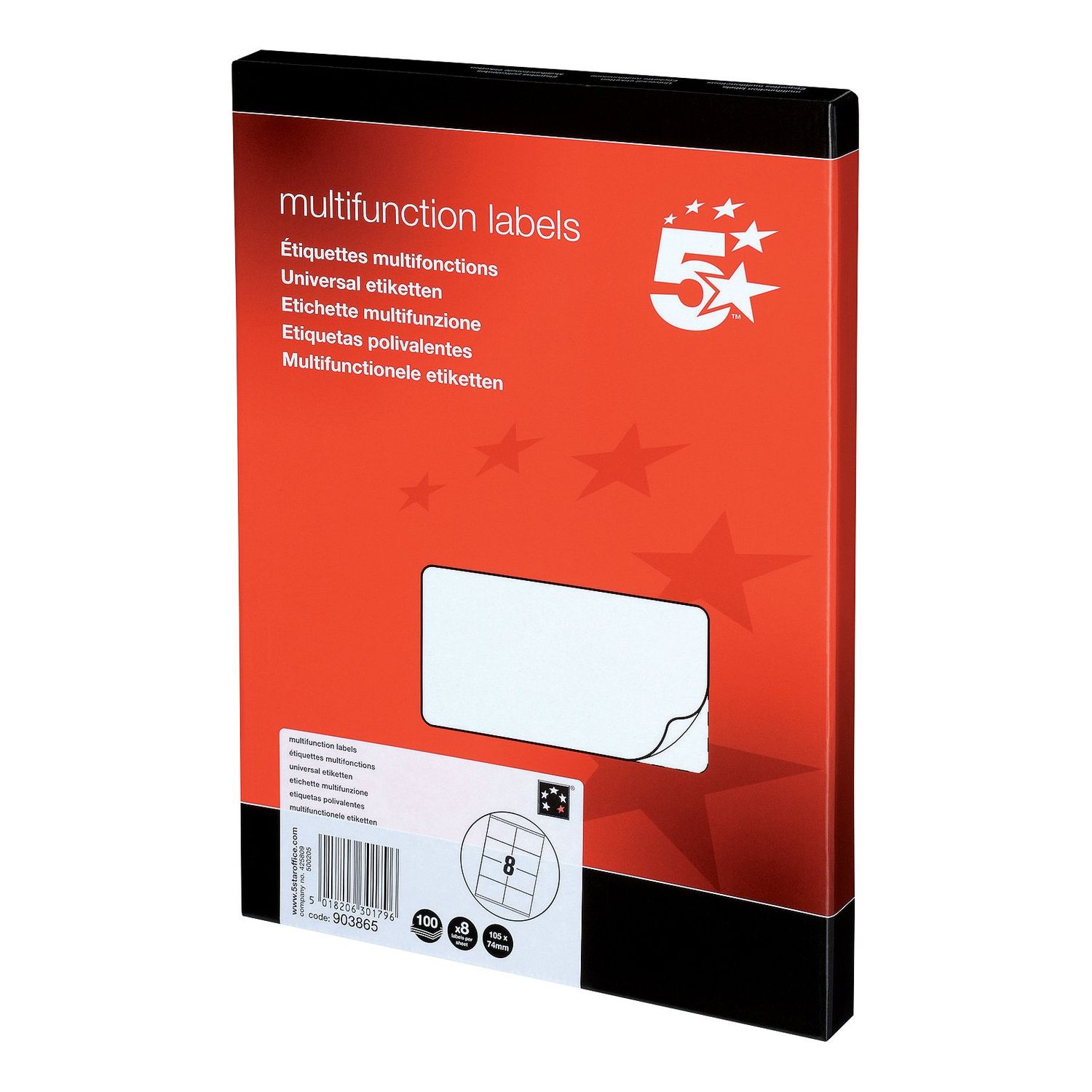 5 Star Multi-Purpose Labels Laser Copier InkJet 105x71mm White (Pack of 800)