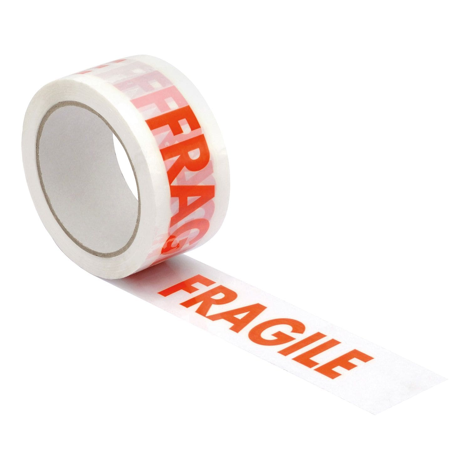 5 Star Printed Tape Fragile Polypropylene 48mmx66m Red Text on White (Pack of 6)