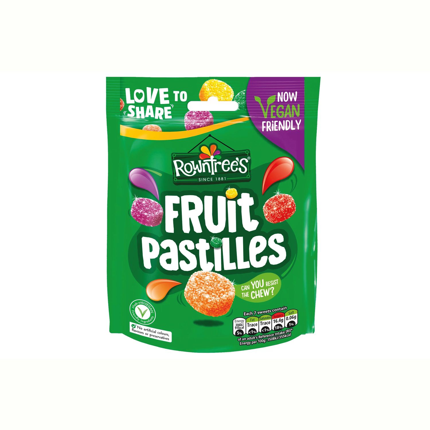 Nestle Rowntrees Fruit Pastilles Sweets Sharing Bag 143g - 12534250