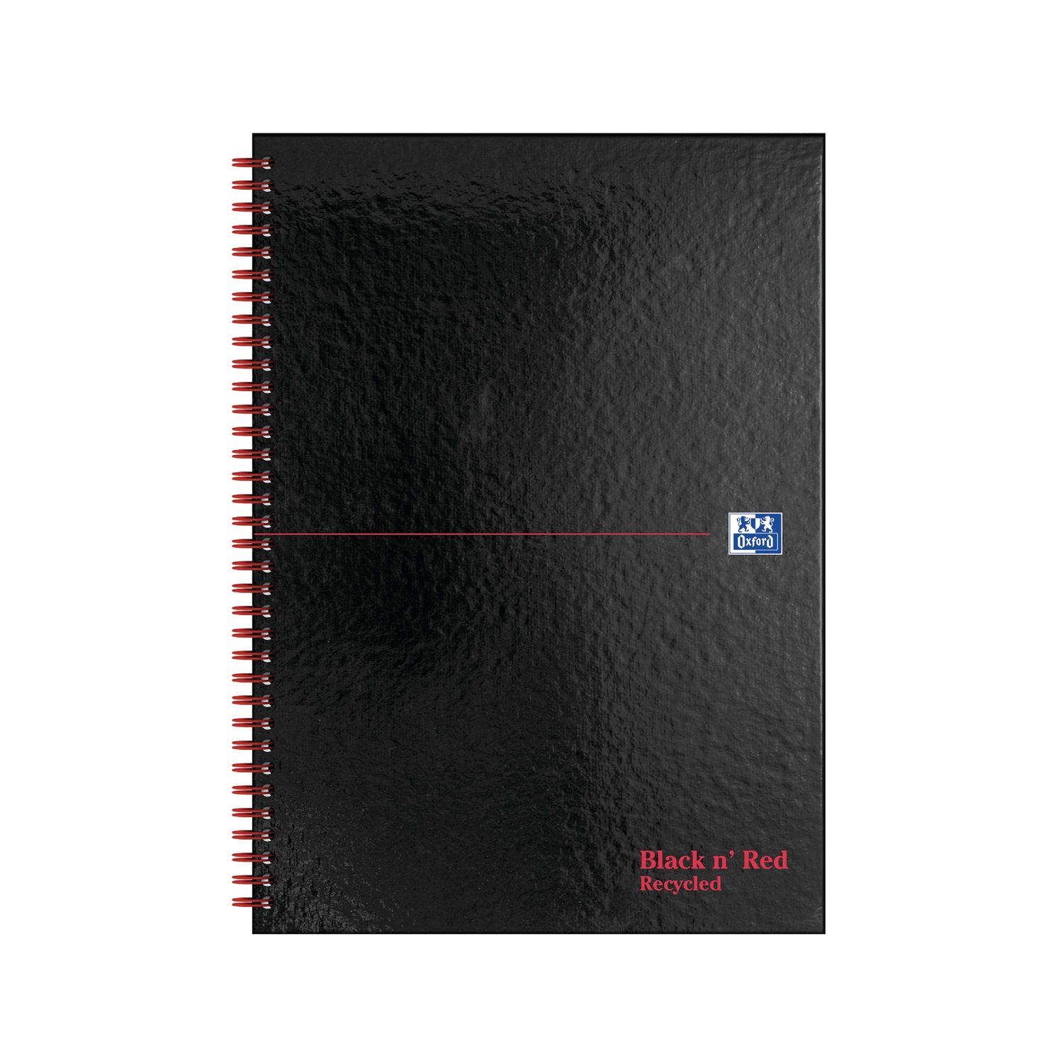 Oxford Black N Red Hardback Wirebound Recycled Notebook 140 Pages A4 (Pack of 2)