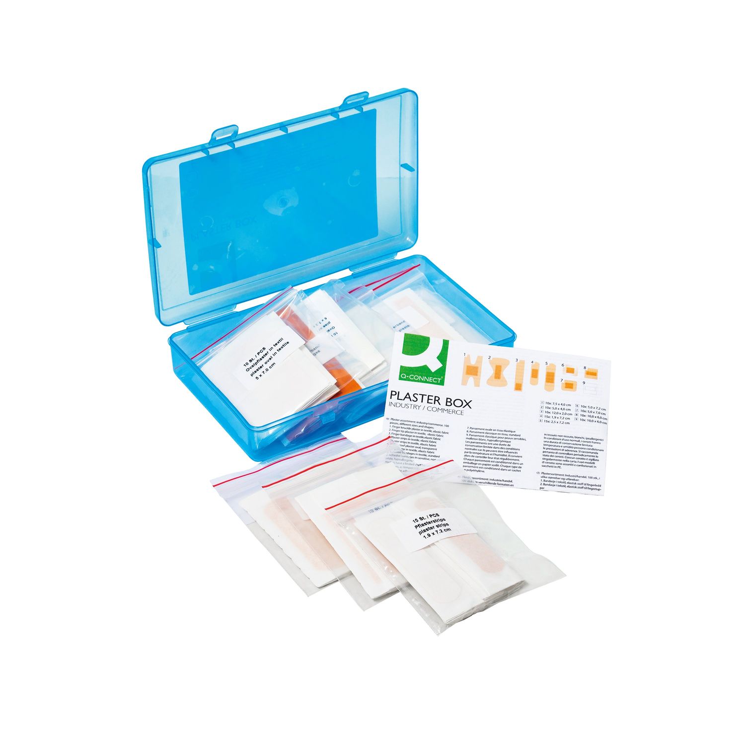 Q-Connect Reclosable Plaster Box Assorted Plasters (Pack of 100) - KF14628