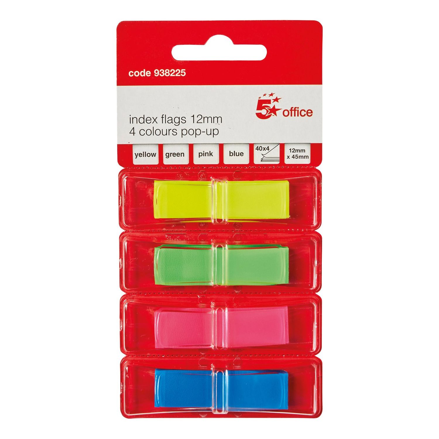 5 Star Index Flags 4 Solid Colours 12x45mm 40 Flags per Colour Assorted (Pack of