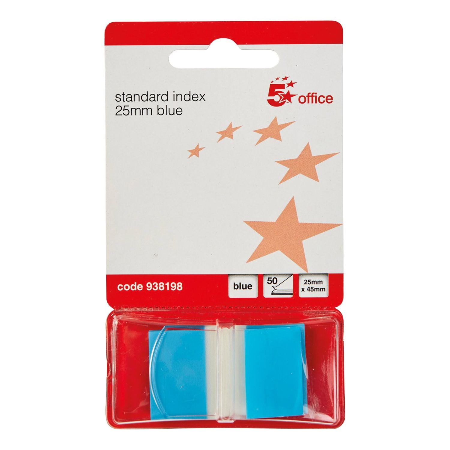 5 Star Standard Index Flags 25x45mm Blue (Pack of 5)