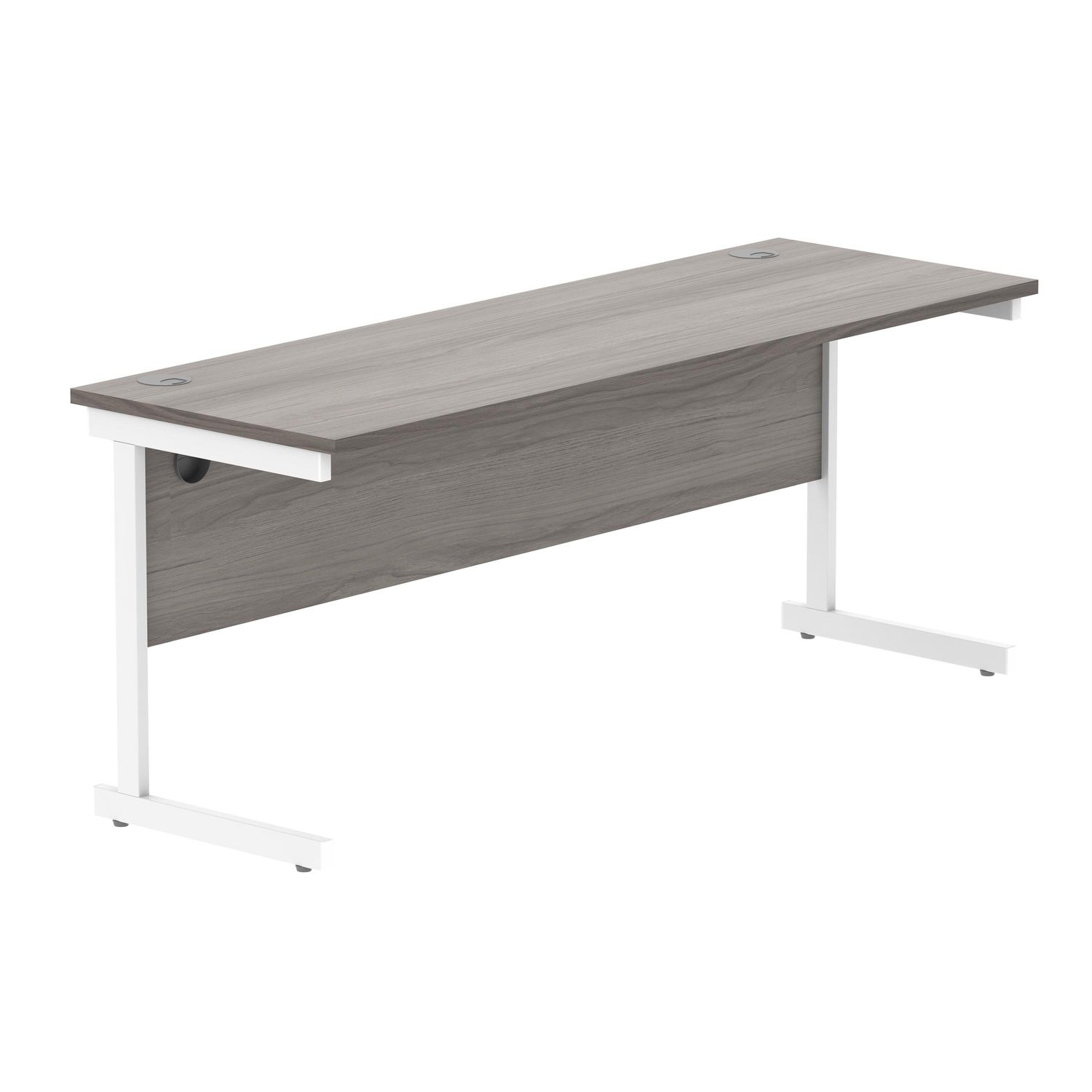 ASTIN Rectangular Single Upright Cantilever Desk 1800x600x730mm Grey Oak/White -