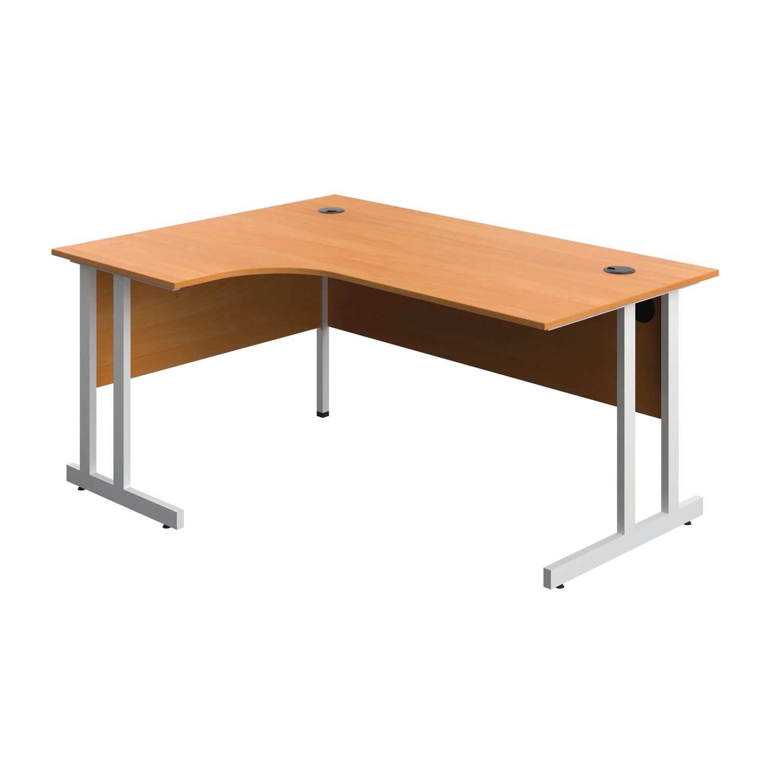 Serrion Twin Upright Left Hand Corner Desk 1600x1200x730mm Beech/White - KF80030