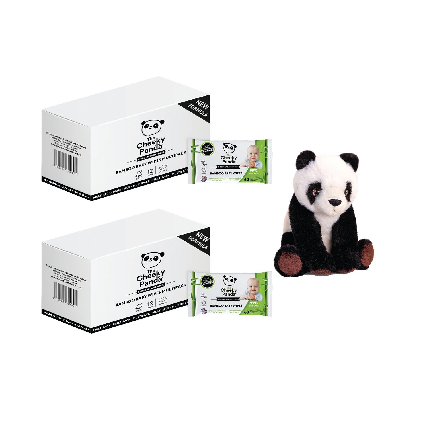 Cheeky Panda Biodegradable Baby Wipes 60 Wipes (Pack of 12)