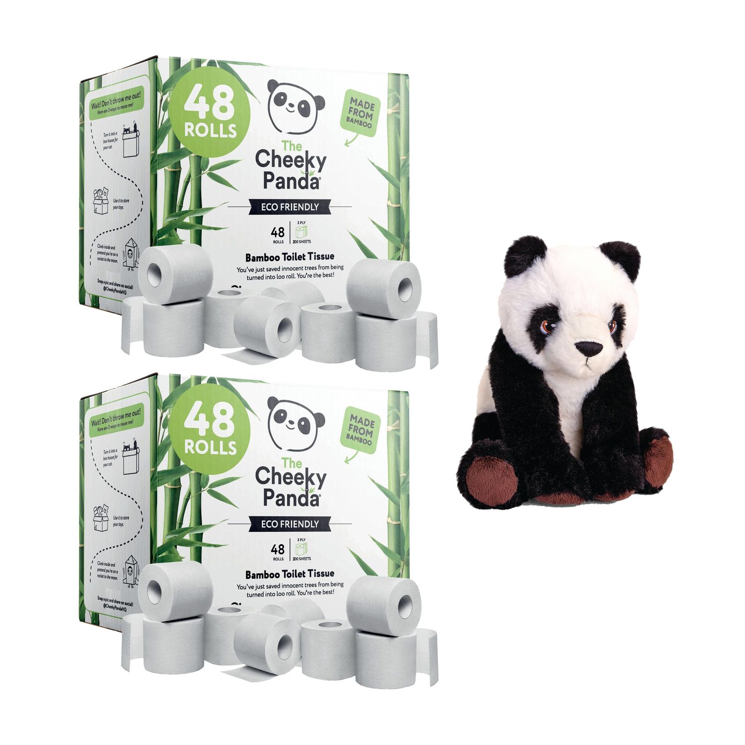 Cheeky Panda 3-Ply Toilet Tissue 200 Sheets (Pack of 48)