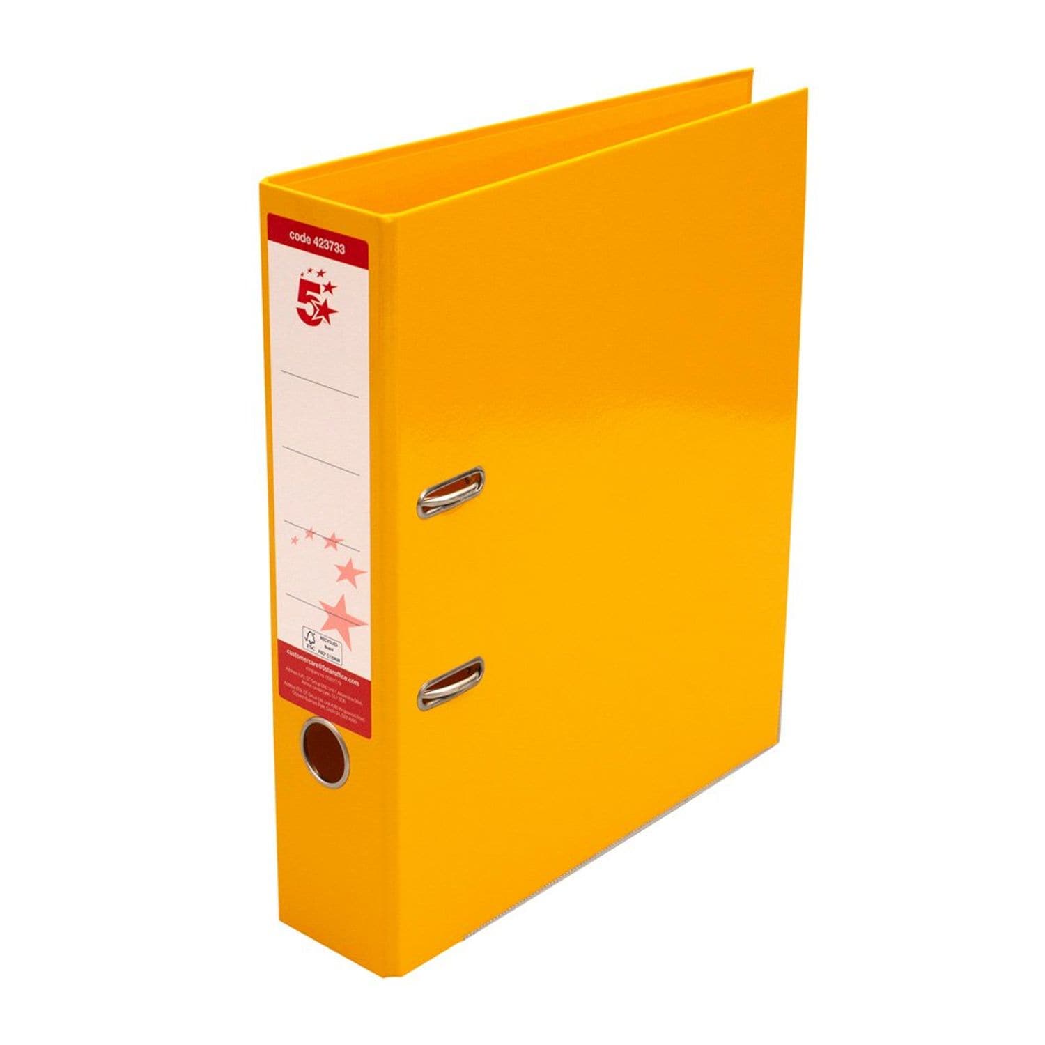 5 Star Lever Arch File A4 Yellow (Pack of 10)