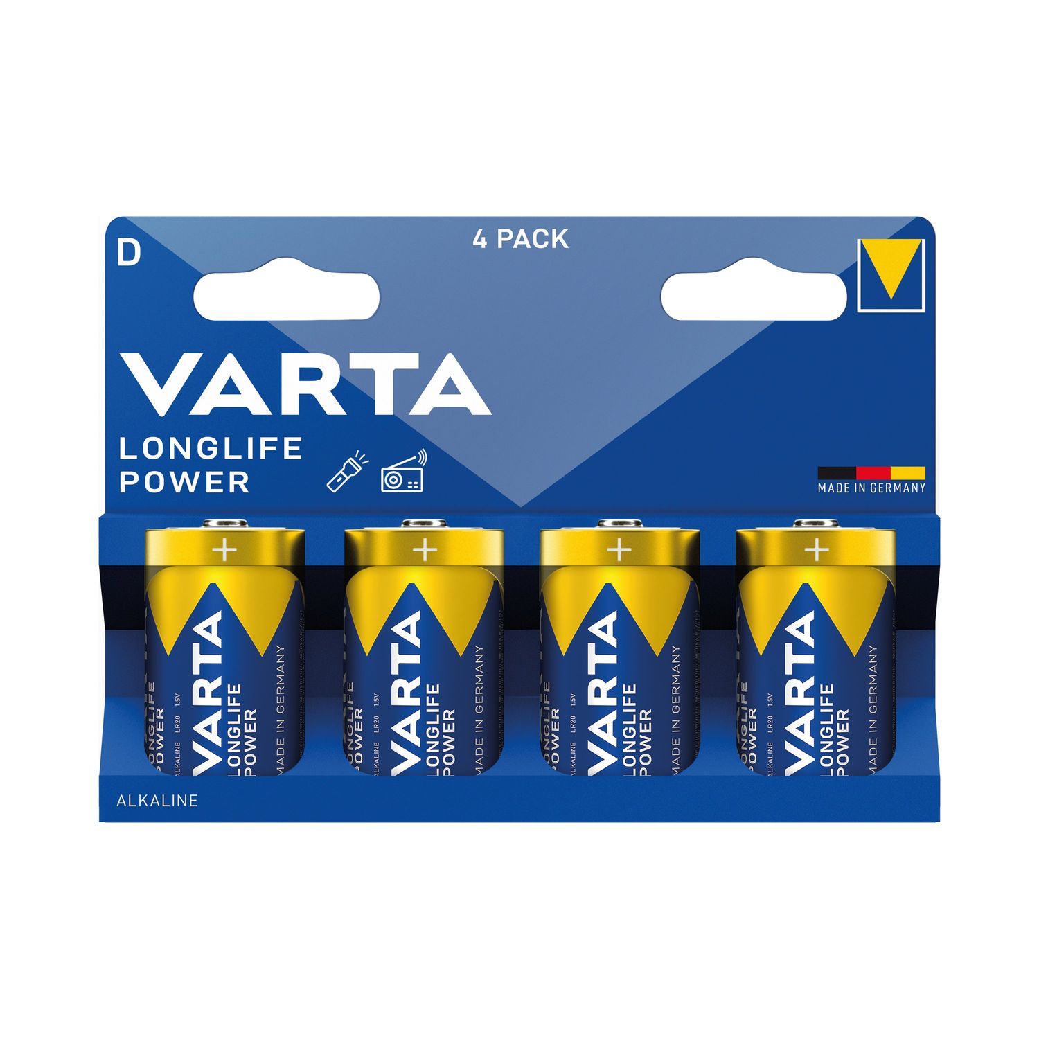 Varta Longlife Power D Alkaline Battery 1.5V (Pack of 4) - 4920121424