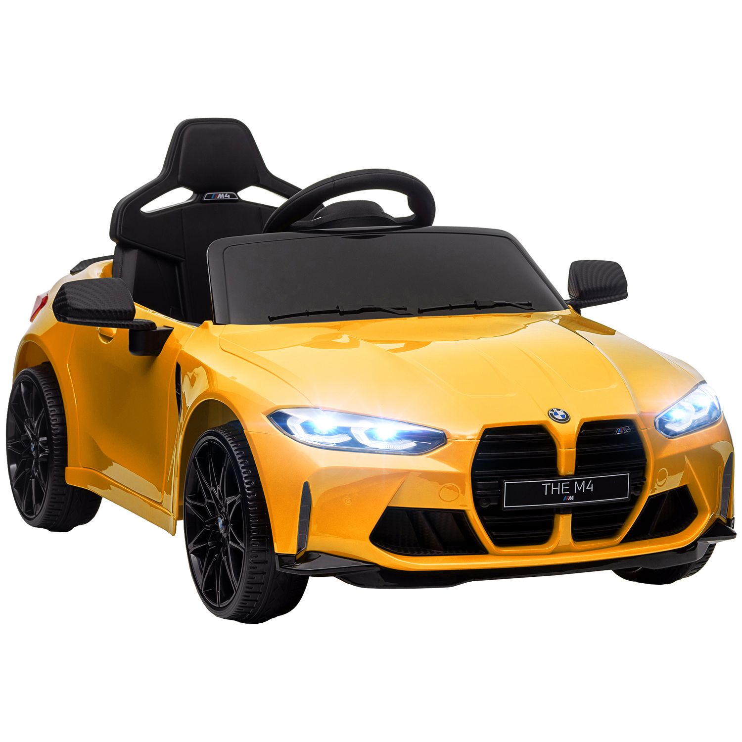 AIYAPLAY 12V BMW M4 Licensed Kids Electric Car with Remote Suspension Yellow - 3