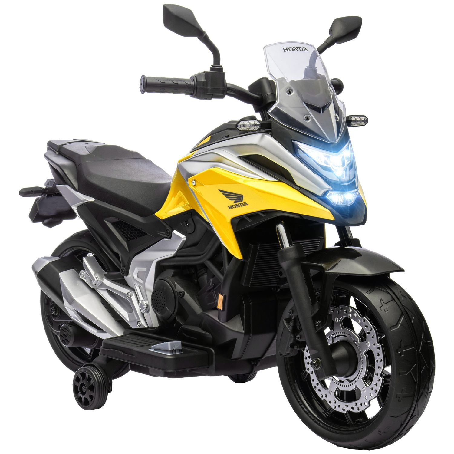 AIYAPLAY Honda Licensed 12V Kids Electric Bike with Music Headlights - Yellow -