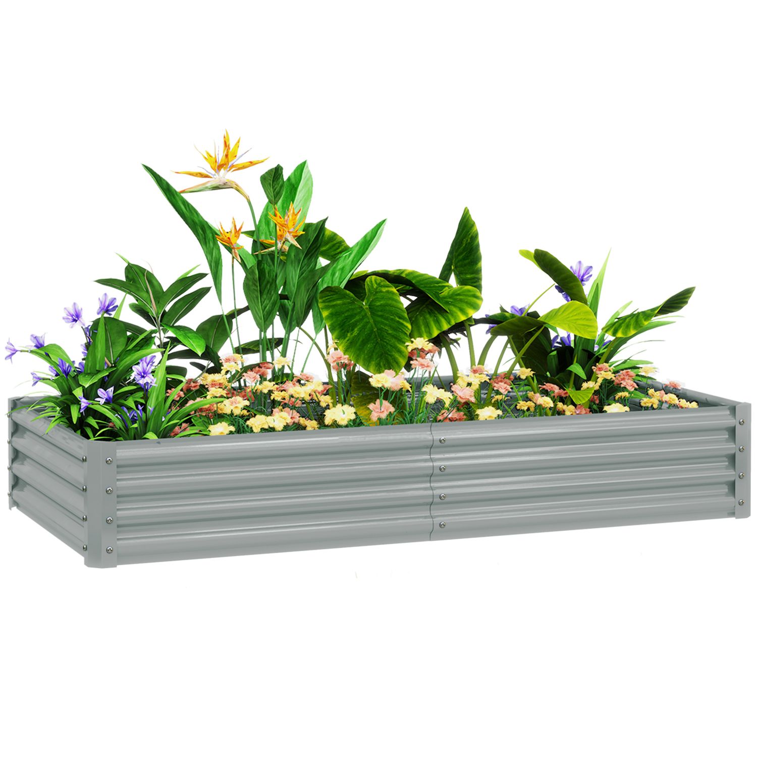 Outsunny Galvanised Raised Garden Bed 180x90x30cm Raised Bed Silver - 84H-211V00