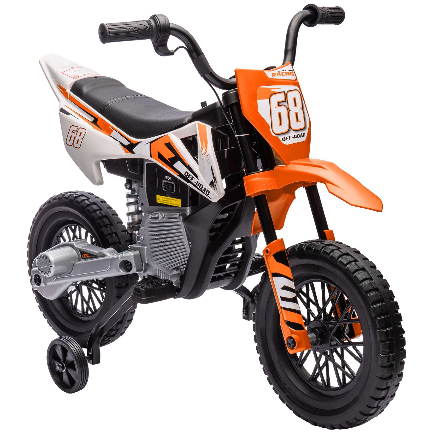 AIYAPLAY 12V Kids Electric Motorcycle with Twist Grip Throttle Music Orange - 37