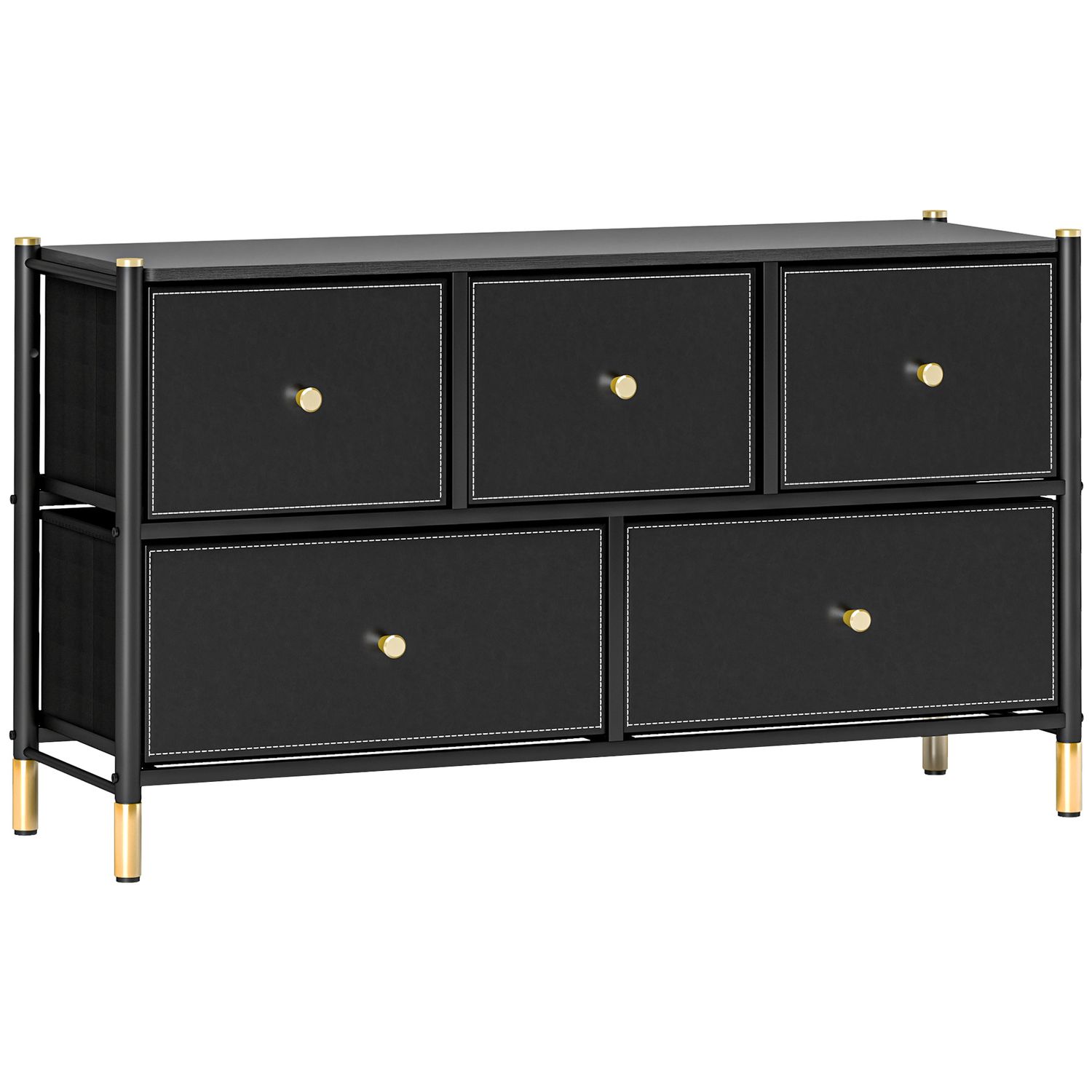 HOMCOM Fabric Chest of Drawers with PU Leather Surface for Bedroom - 831-831V80B